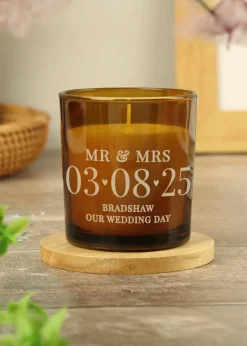 Personalised Memento Company Special Date Amber Glass Candle