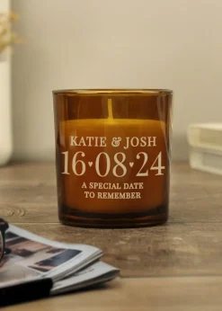 Personalised Memento Company Special Date Amber Glass Candle