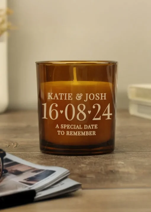 Personalised Memento Company Special Date Amber Glass Candle