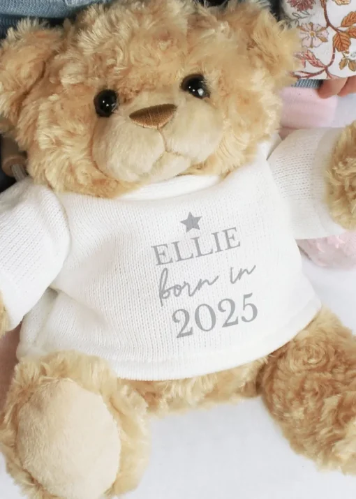 Personalised Memento Company Brown Born In Teddy Bear
