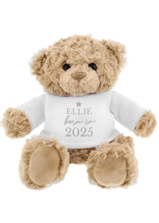 Personalised Memento Company Brown Born In Teddy Bear