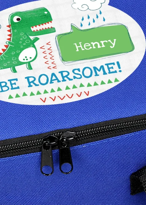 Personalised Memento Company Blue Be Roarsome Dinosaur Lunch Bag