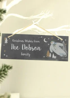 Personalised Memento Company Slate The Snowman Magical Adventure Hanging Plaque