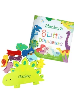 Personalised Memento Company Green Dinosaur Book & Stacking Toy