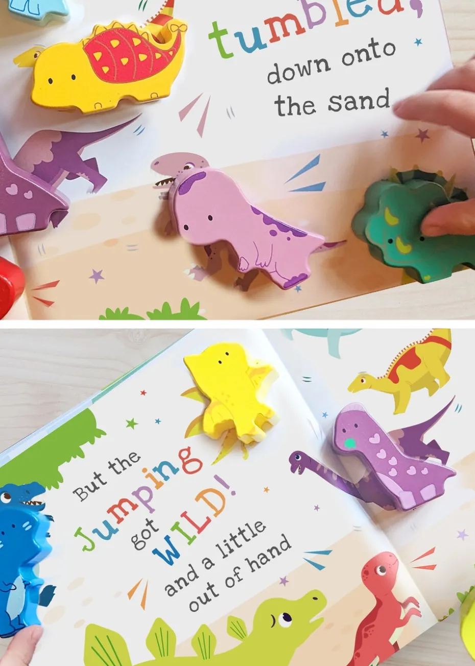 Personalised Memento Company Green Dinosaur Book & Stacking Toy