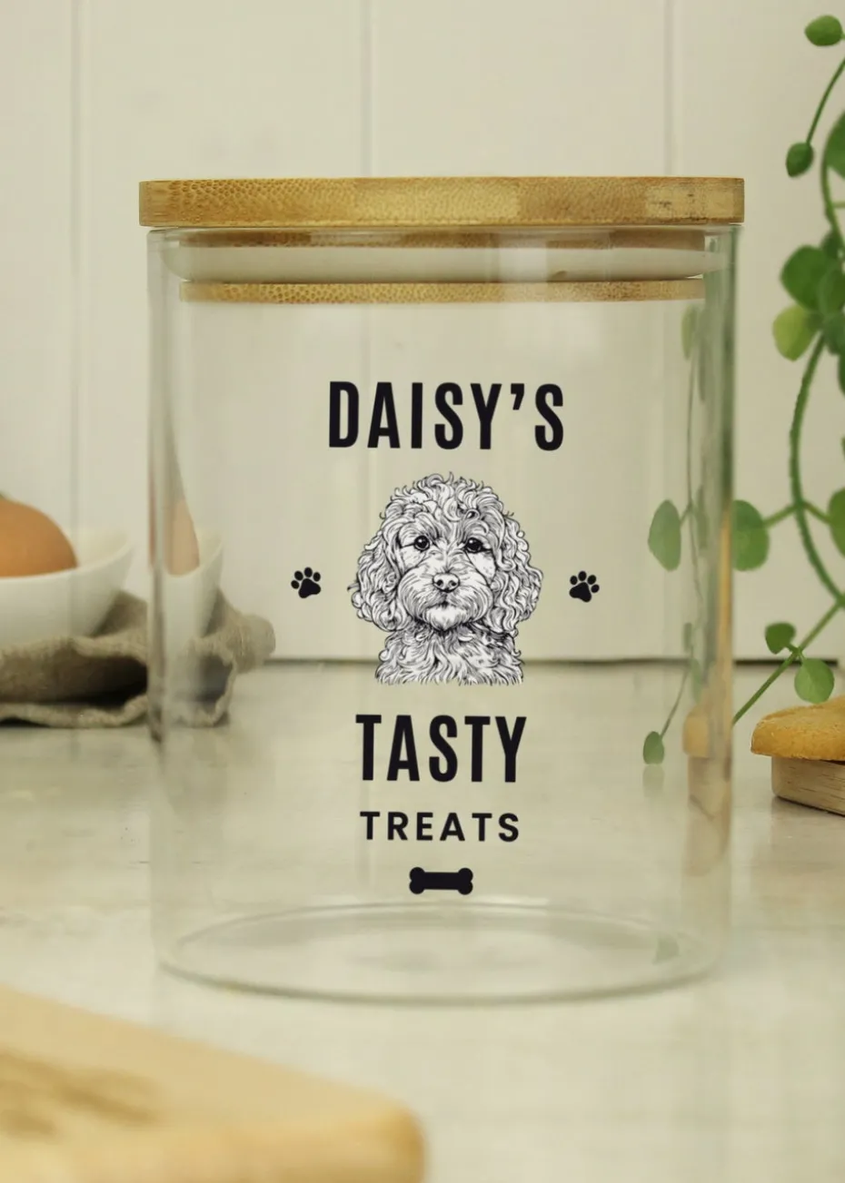 Personalised Memento Company Cockapoo Clear Glass Treat Jar