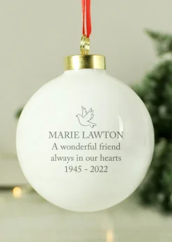 Personalised Memento Company White In Loving Memory Bauble