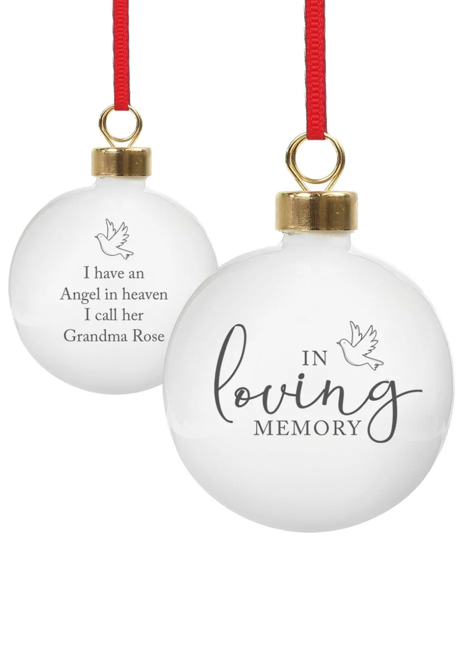 Personalised Memento Company White In Loving Memory Bauble