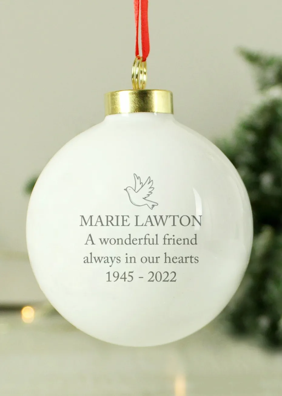 Personalised Memento Company White In Loving Memory Bauble