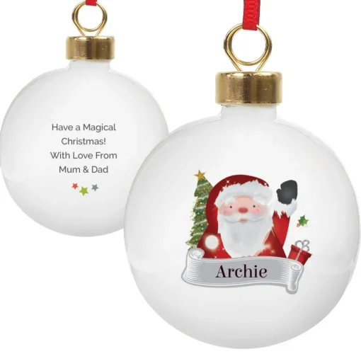 Personalised Memento Company White Santa Claus Bauble