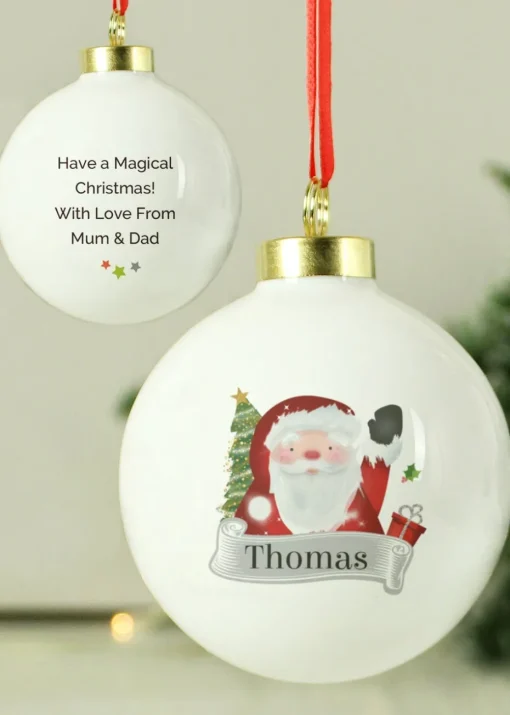Personalised Memento Company White Santa Claus Bauble
