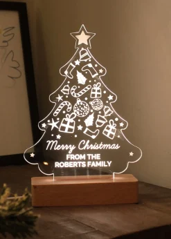 Personalised Memento Company Wood Christmas Tree Based LED Light