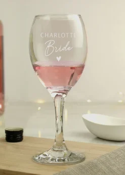 Personalised Memento Company Bride Clear Wine Glass