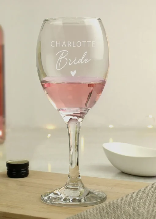 Personalised Memento Company Bride Clear Wine Glass