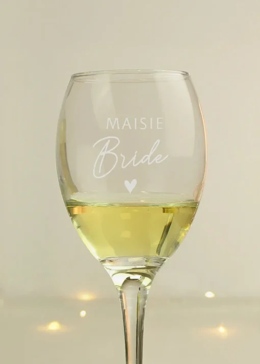 Personalised Memento Company Bride Clear Wine Glass