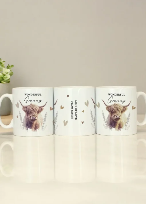 Personalised Memento Company Highland Cow White Ceramic Mug