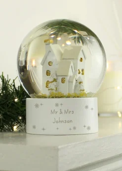Personalised Memento Company White Message Village Glitter Snow Globe
