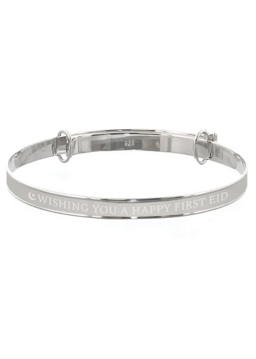Personalised Memento Company Silver Eid Sterling Expanding Diamante Star Bracelet