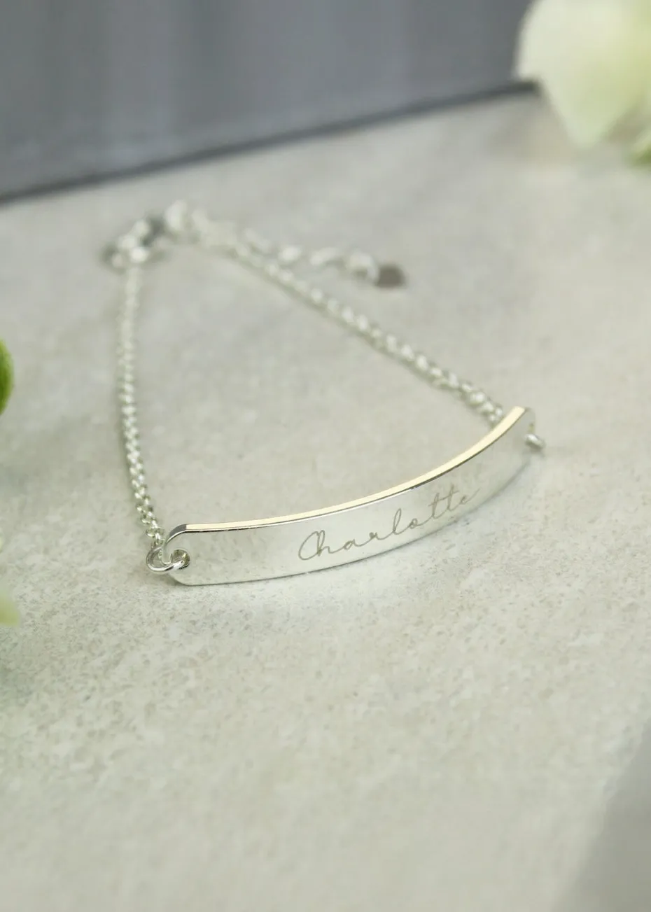 Personalised Memento Company Name Only Tone Bar Bracelet
