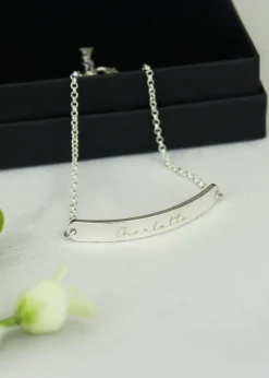 Personalised Memento Company Name Only Tone Bar Bracelet