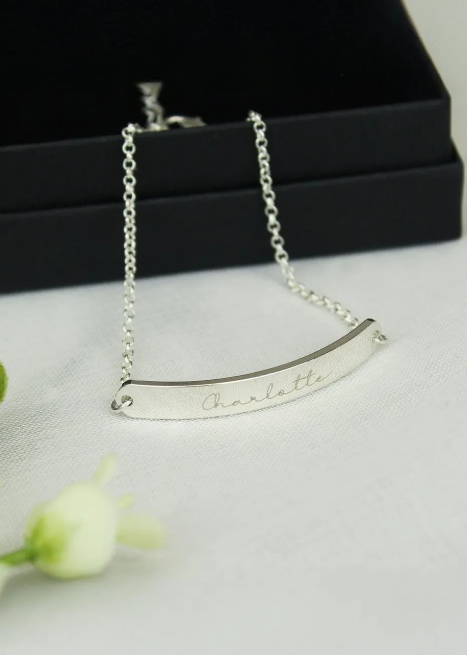 Personalised Memento Company Name Only Tone Bar Bracelet