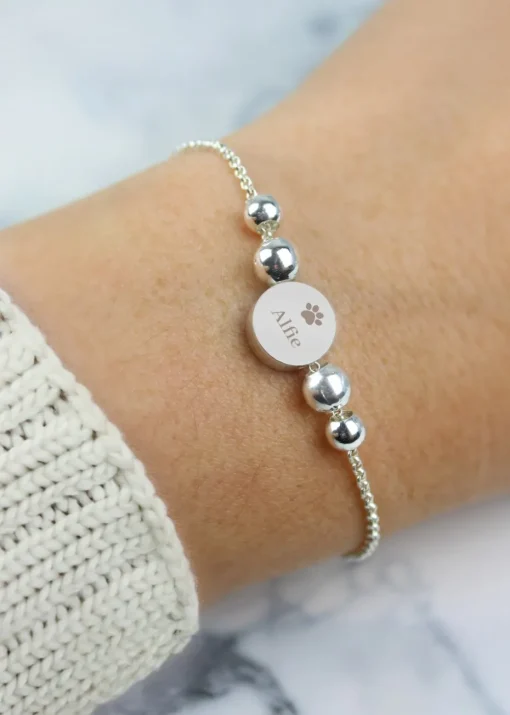 Personalised Memento Company Silver Pet Memorial Bracelet and Sentiment Card