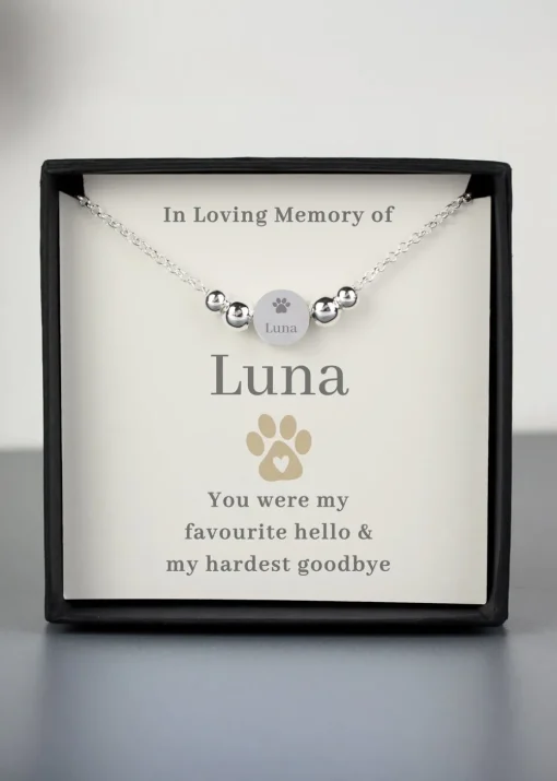 Personalised Memento Company Silver Pet Memorial Bracelet and Sentiment Card