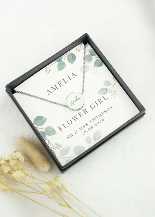 Personalised Memento Company Botanical Sentiment Tone Necklace and Box