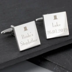 Personalised Memento Company Decorative Wedding Any Role Square Cufflinks