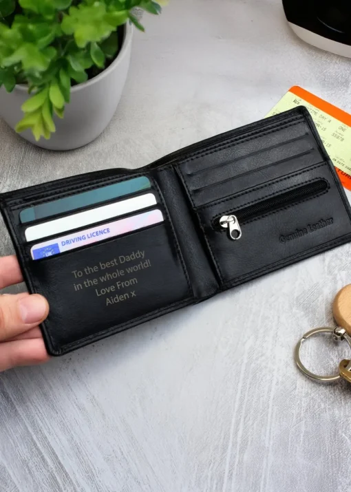 Personalised Memento Company Black Leather Wallet