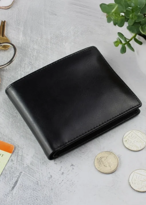 Personalised Memento Company Black Leather Wallet