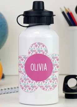 Personalised Memento Company White Flower Drinks Bottle