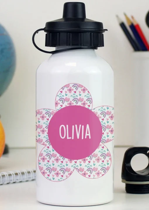 Personalised Memento Company White Flower Drinks Bottle