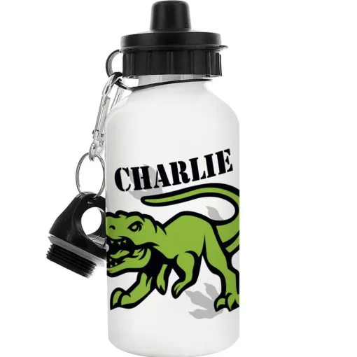 Personalised Memento Company White Dinosaur Drinks Bottle