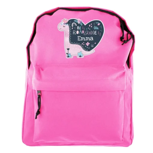 Personalised Memento Company Pink Dinosaur Backpack