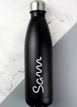 Personalised Memento Company Black Name Only Metal Insulated Drinks Bottle