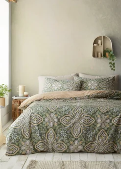 Pineapple Elephant Green Alba Geo Reversible Duvet Cover Set