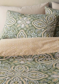 Pineapple Elephant Green Alba Geo Reversible Duvet Cover Set