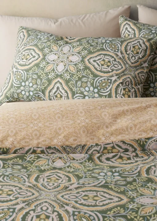 Pineapple Elephant Green Alba Geo Reversible Duvet Cover Set