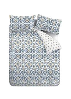 Pineapple Elephant Inara Ikat Blue Reversible Duvet Cover Set