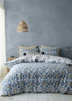 Pineapple Elephant Inara Ikat Blue Reversible Duvet Cover Set