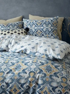 Pineapple Elephant Inara Ikat Blue Reversible Duvet Cover Set