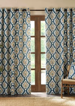 Pineapple Elephant Suri Geo Lined Eyelet Curtains