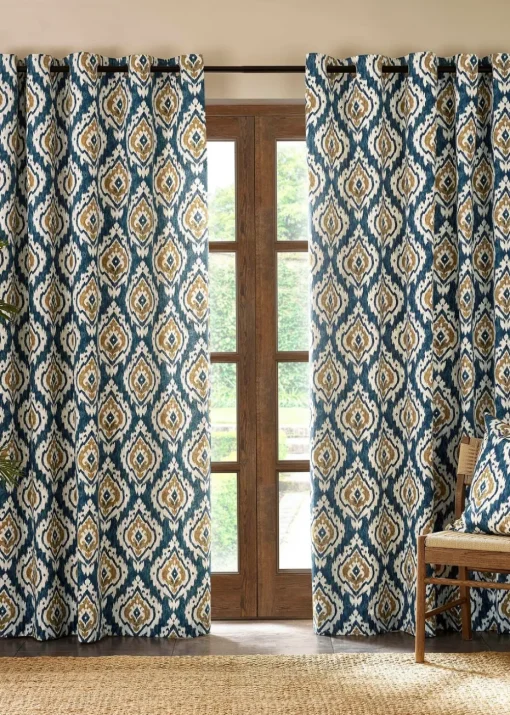 Pineapple Elephant Suri Geo Lined Eyelet Curtains
