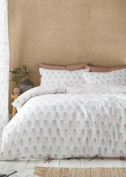 Pineapple Elephant Woodblock Floral So Soft Terracotta Clay Duvet Cover Set