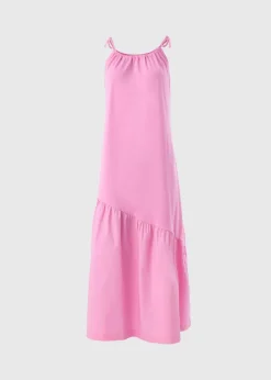 Pink Asymmetric Tiered Cami Maxi Dress