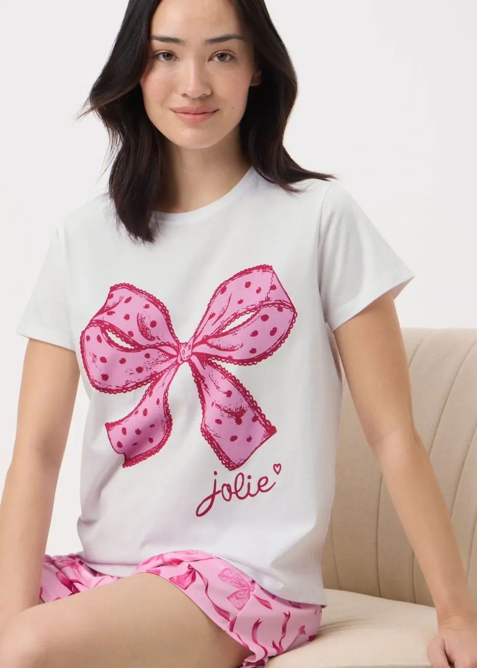 Pink Bow Short Sleeve Pyjama Set