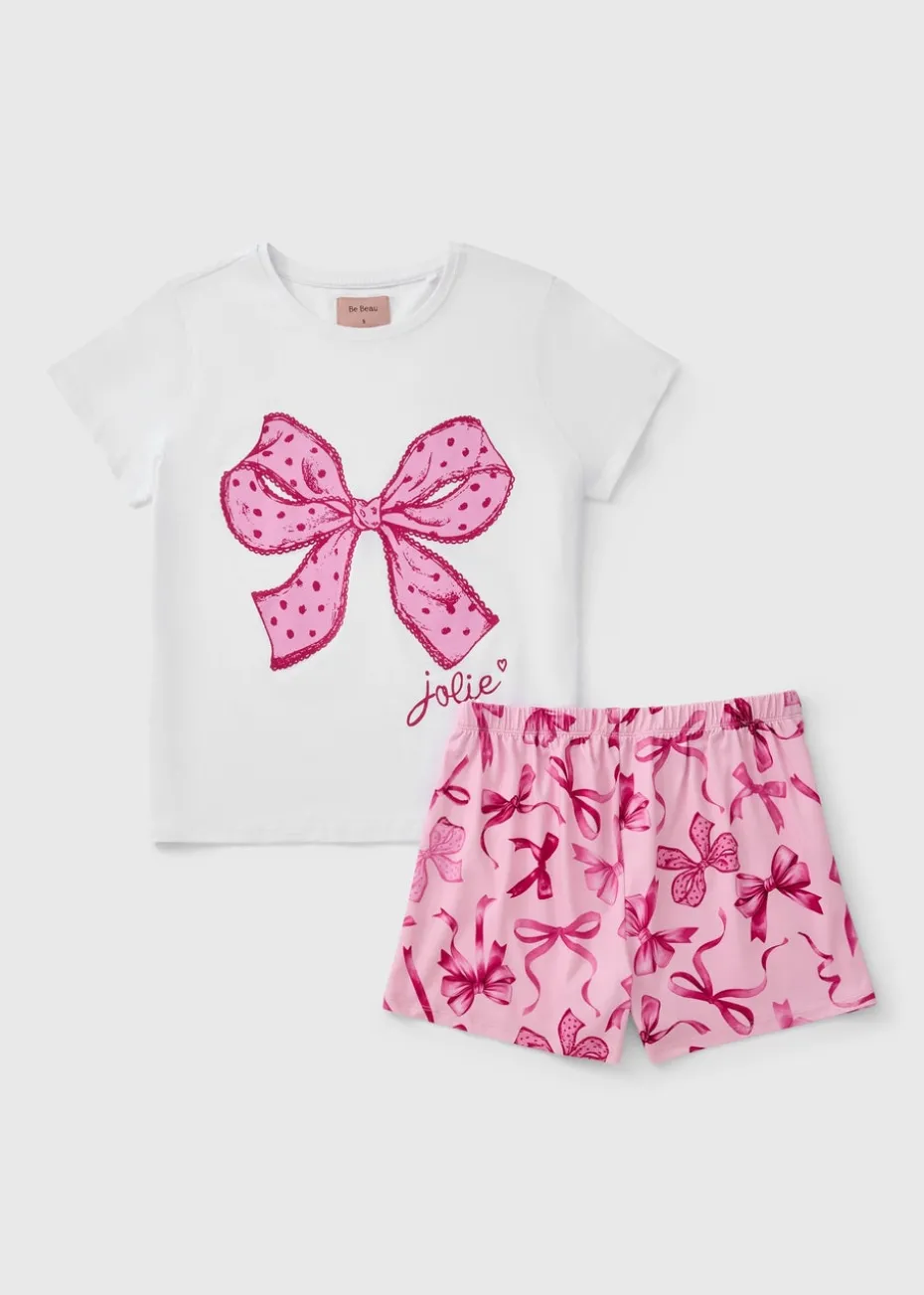 Pink Bow Short Sleeve Pyjama Set