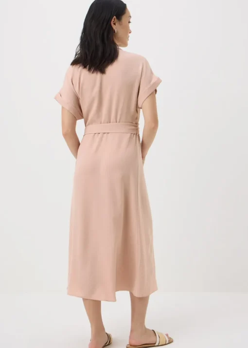 Pink Buckle Midi Shirt Dress