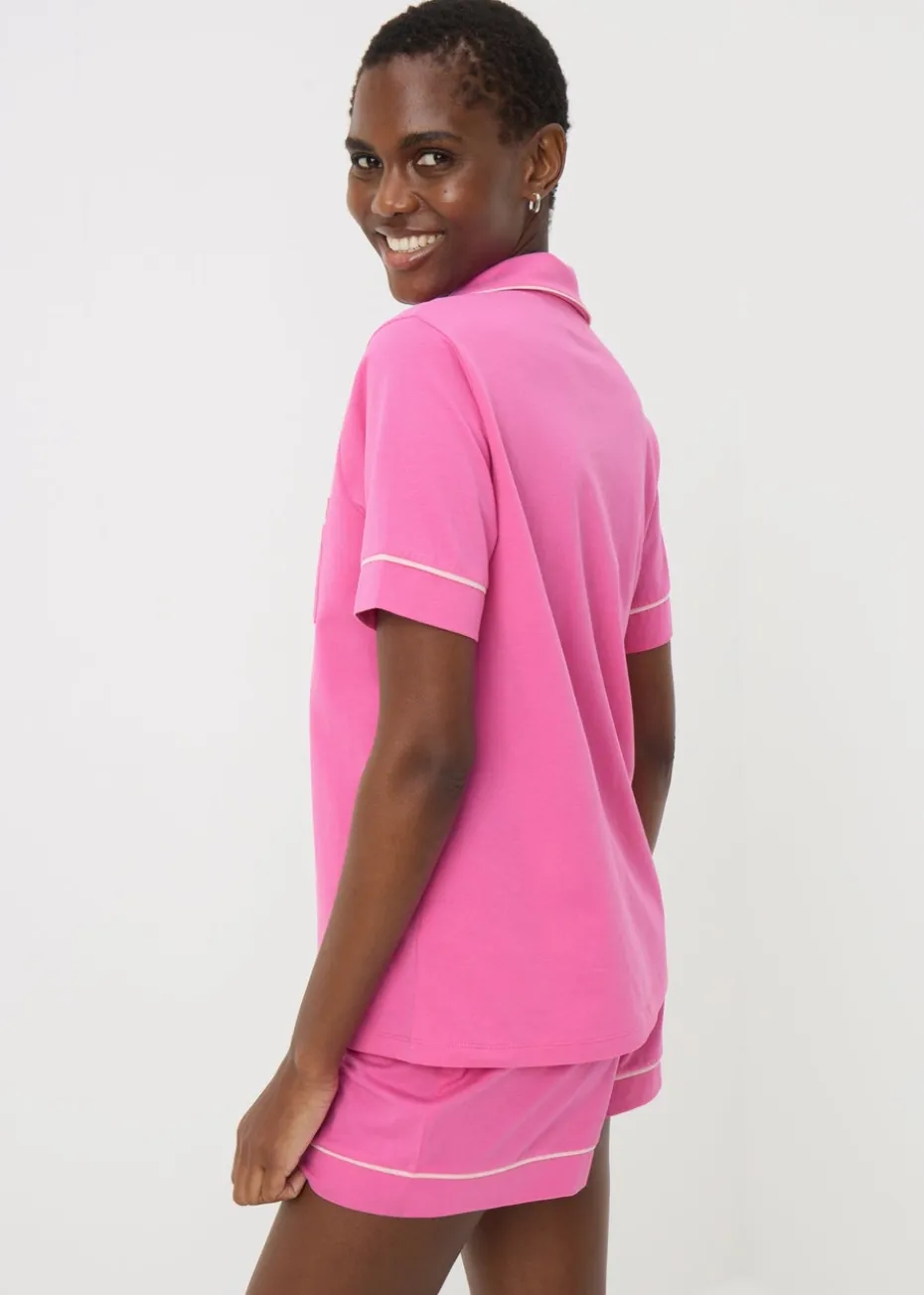 Pink Button Up Shorts Pyjama Set